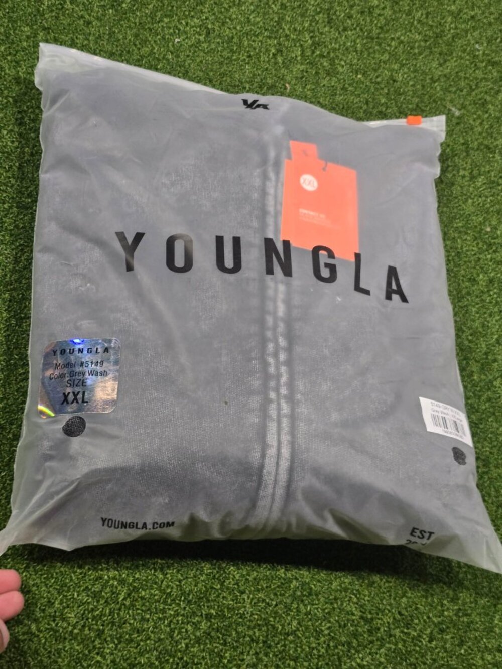 YoungLA 5149 Star Crest Zip-Up Hoodie Grey Wash XXL NWT